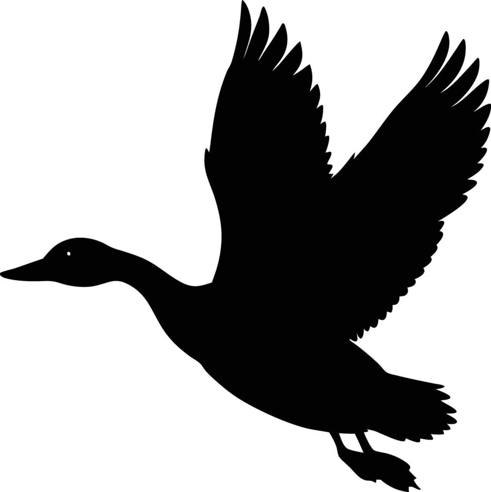 A flying duck black silhouette art design on white background vector