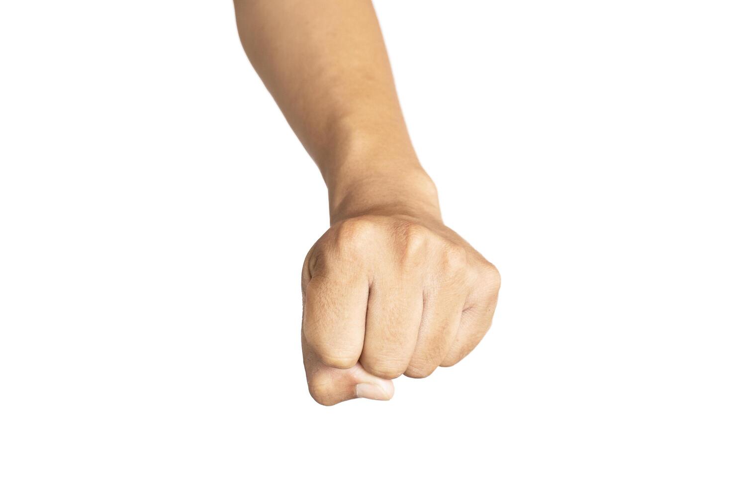 Man's hands making gestures isolated white background photo