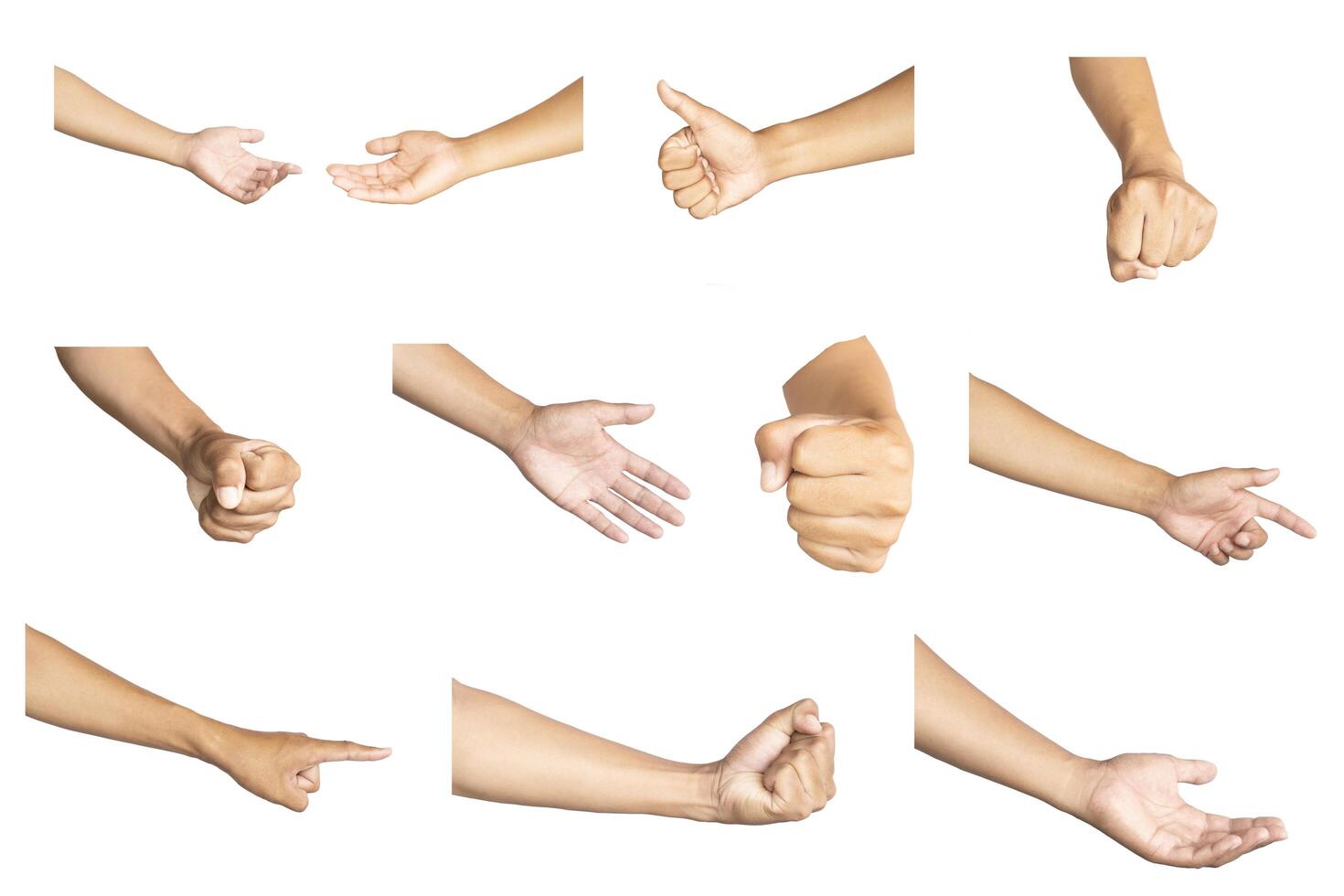 Set of men's hand gestures Cut and paste image isolated on white photo