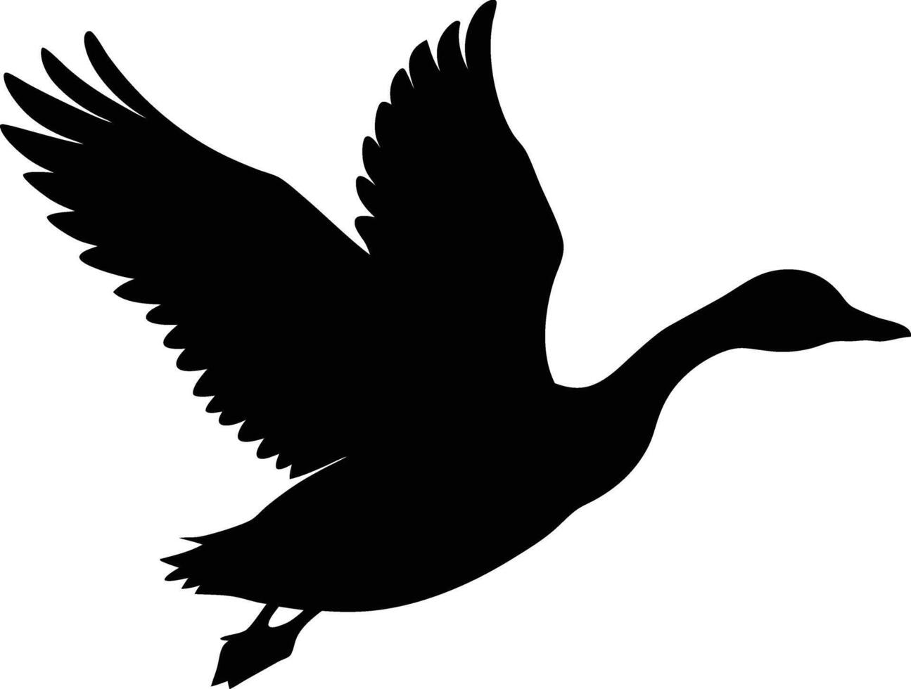 A flying duck black silhouette art design on white background vector