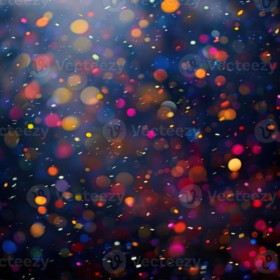 colorful confetti lights on a black background photo