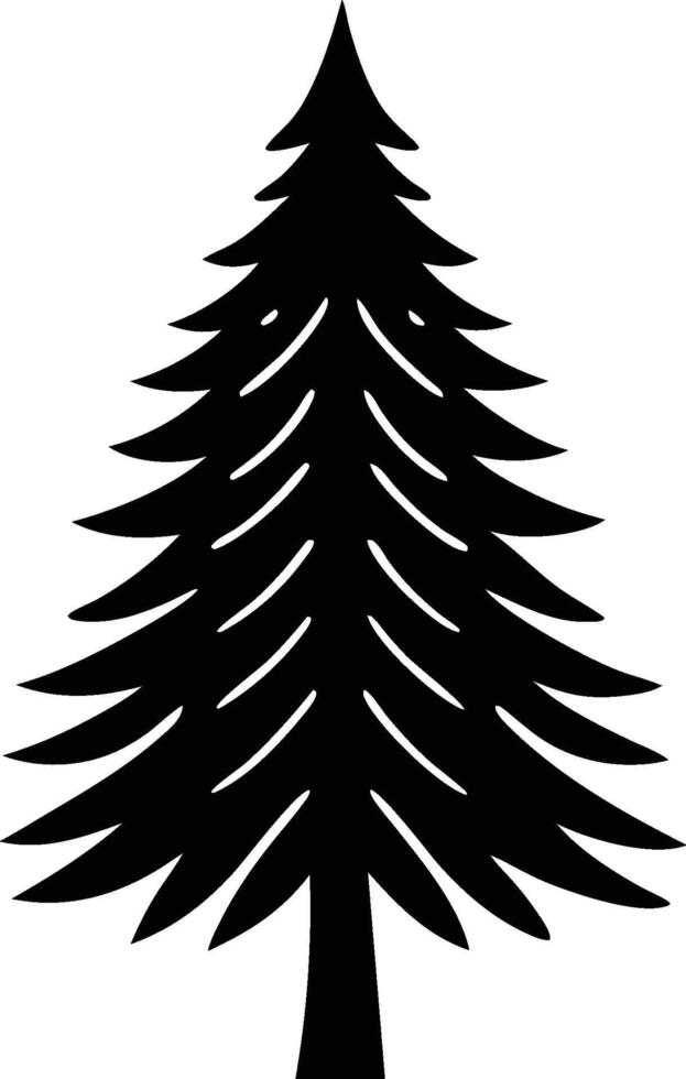 A black and white silhouette of a pine tree vector