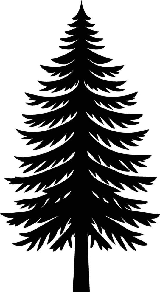 A black and white silhouette of a pine tree vector
