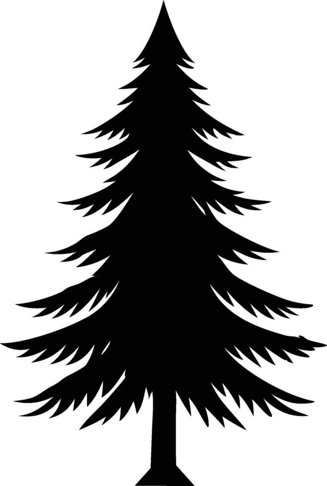 A black and white silhouette of a pine tree vector