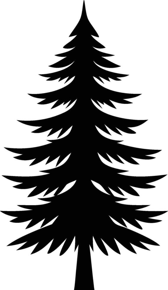 A black and white silhouette of a pine tree vector