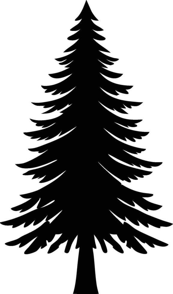 A black and white silhouette of a pine tree vector