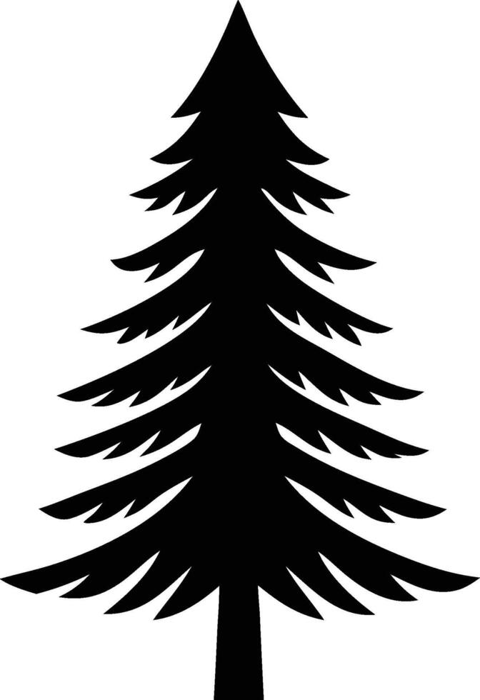 A black and white silhouette of a pine tree vector