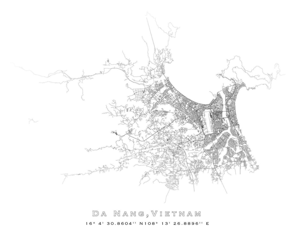 Da Nang,Vietnam,accurate map, detail Streets Roads Map vector