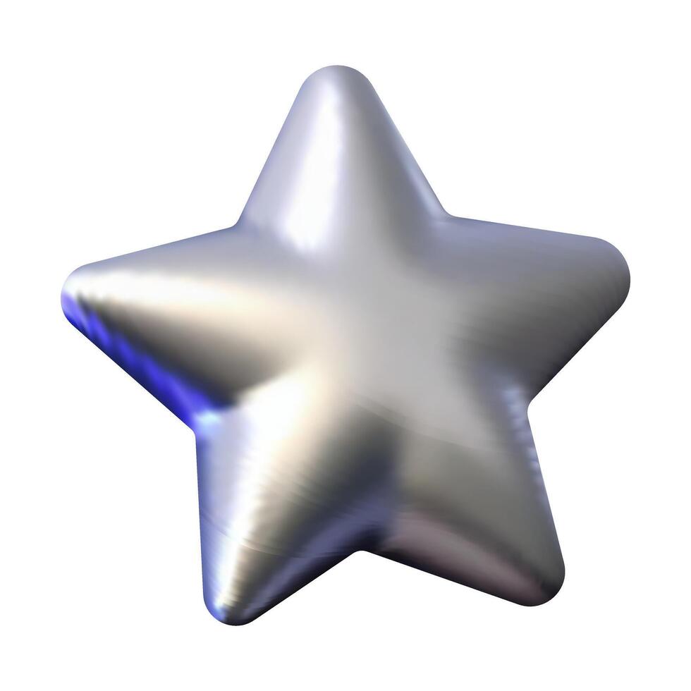 A silver star with a shiny surface. The star is in the center of the image and is surrounded by a white background vector