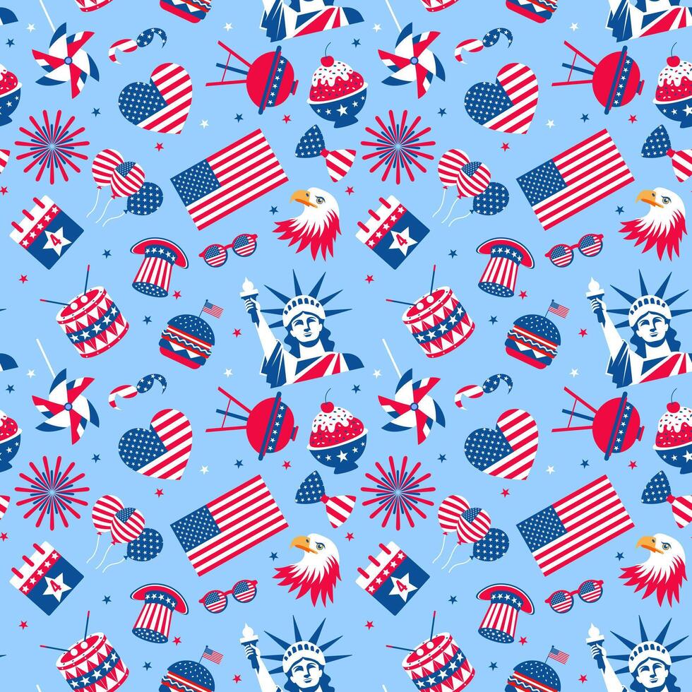 Independence Day, 4th of July seamless pattern vector