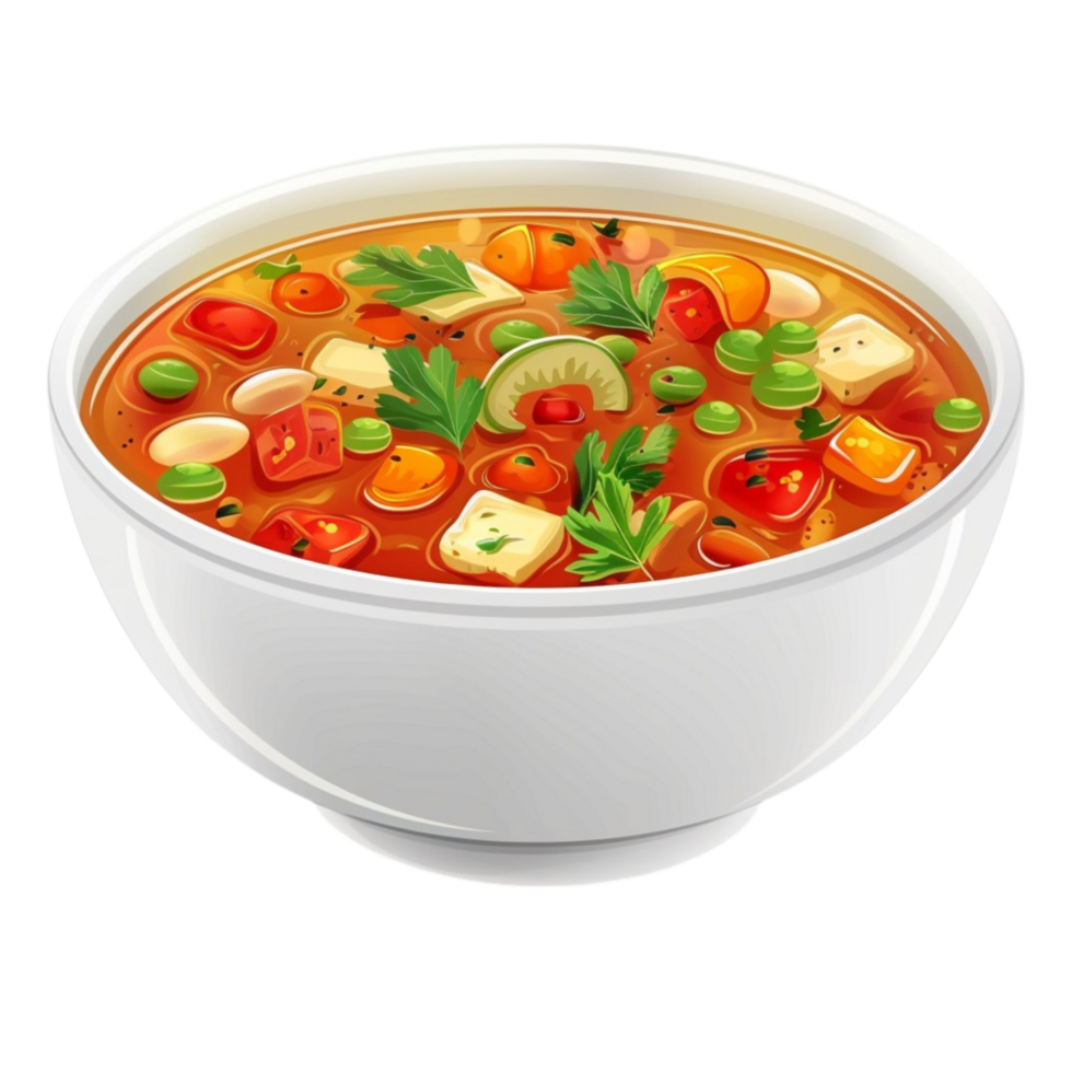 a bowl of soup with vegetables and vegetables png