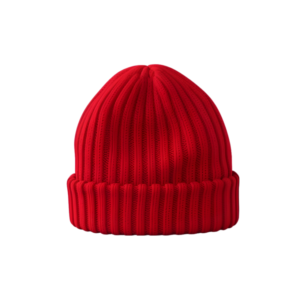 Red Woolen Beanie Hat on transparent background png