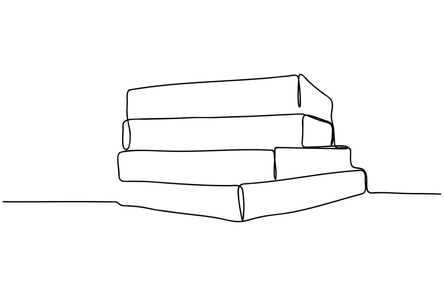 Continuous line drawing stack of books, one line art vector