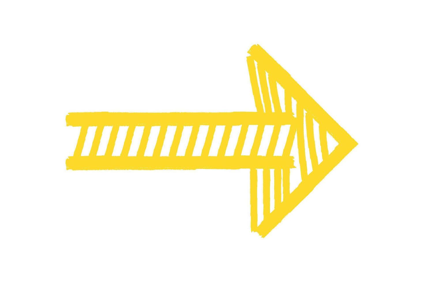 Hand drawn doodle yellow arrow, sketch design element vector