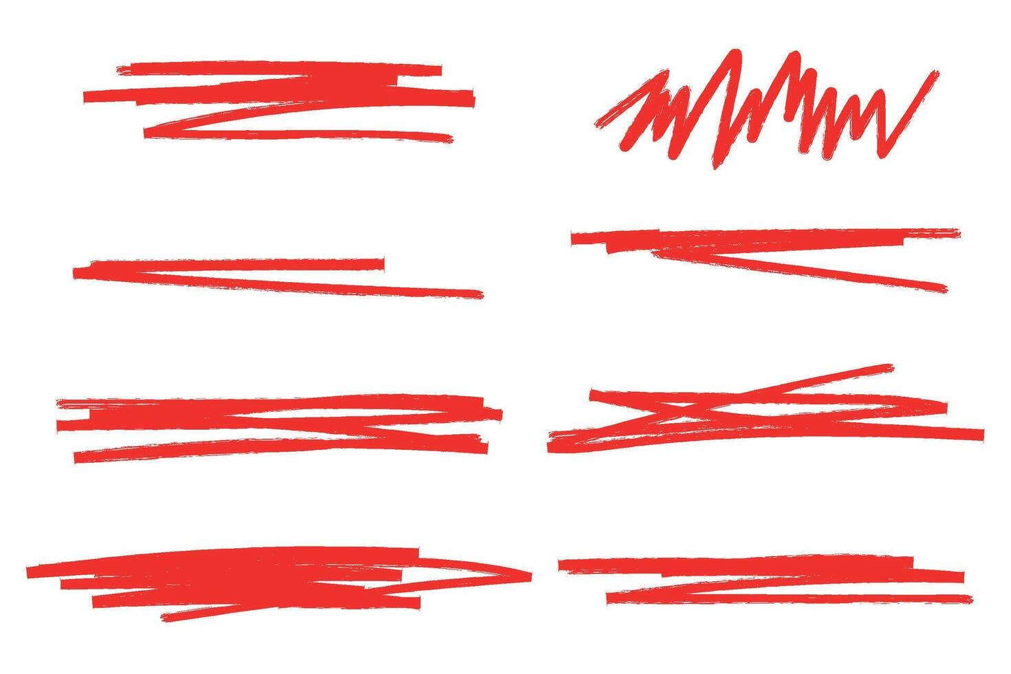 Set of hand drawn red scribbles, design element vector