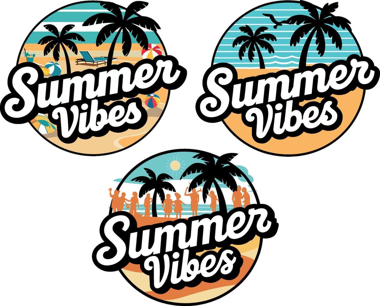 summer holidays retro t-shirt design vector