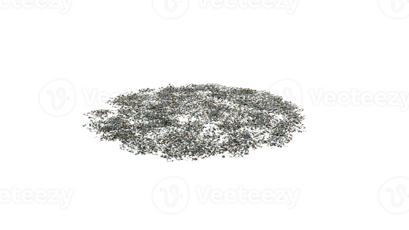 Round surface of Small Plant forest patch covered with flowers, green or dry grass and stone isolated on transparent background. Realistic natural element for design. Bright 3d png