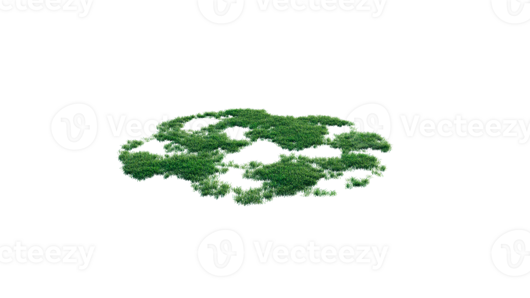 Round surface of Small Plant forest patch covered with flowers, green or dry grass and stone isolated on transparent background. Realistic natural element for design. Bright 3d png