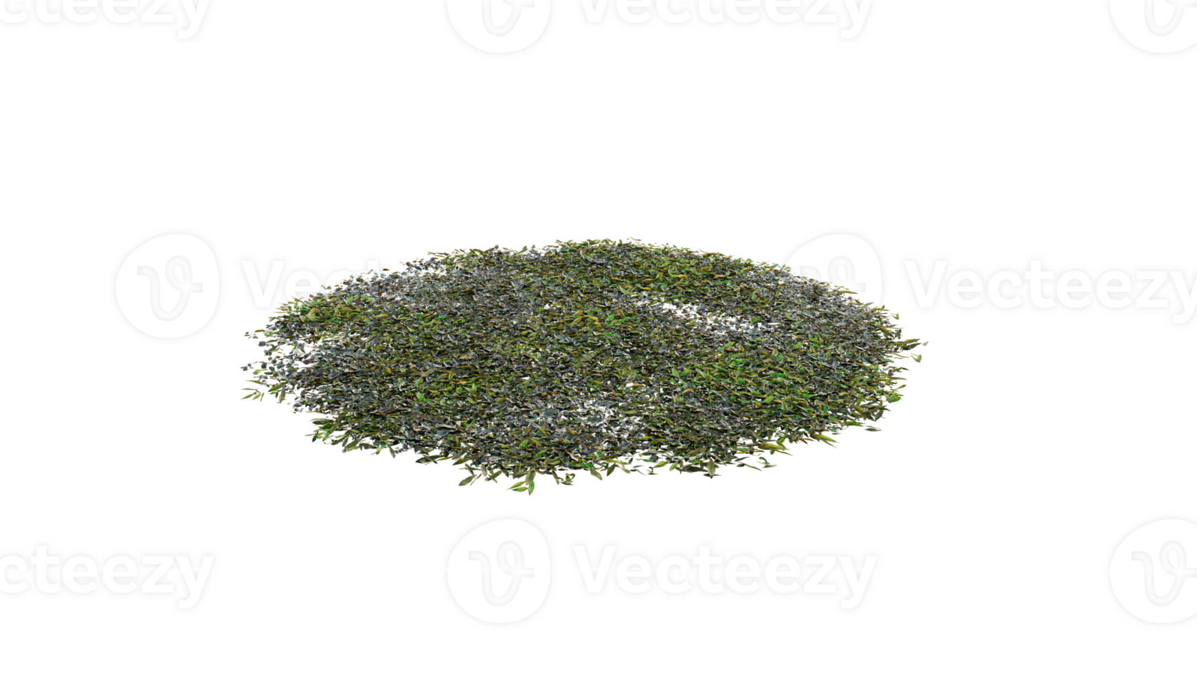 Round surface of Small Plant forest patch covered with flowers, green or dry grass and stone isolated on transparent background. Realistic natural element for design. Bright 3d png
