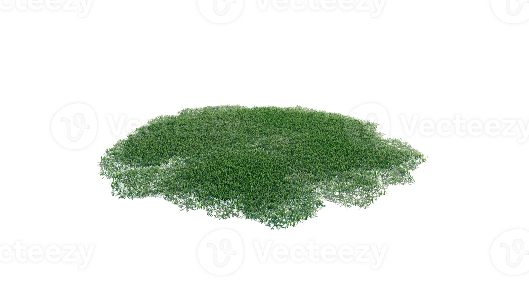 Round surface of Small Plant forest patch covered with flowers, green or dry grass and stone isolated on transparent background. Realistic natural element for design. Bright 3d png