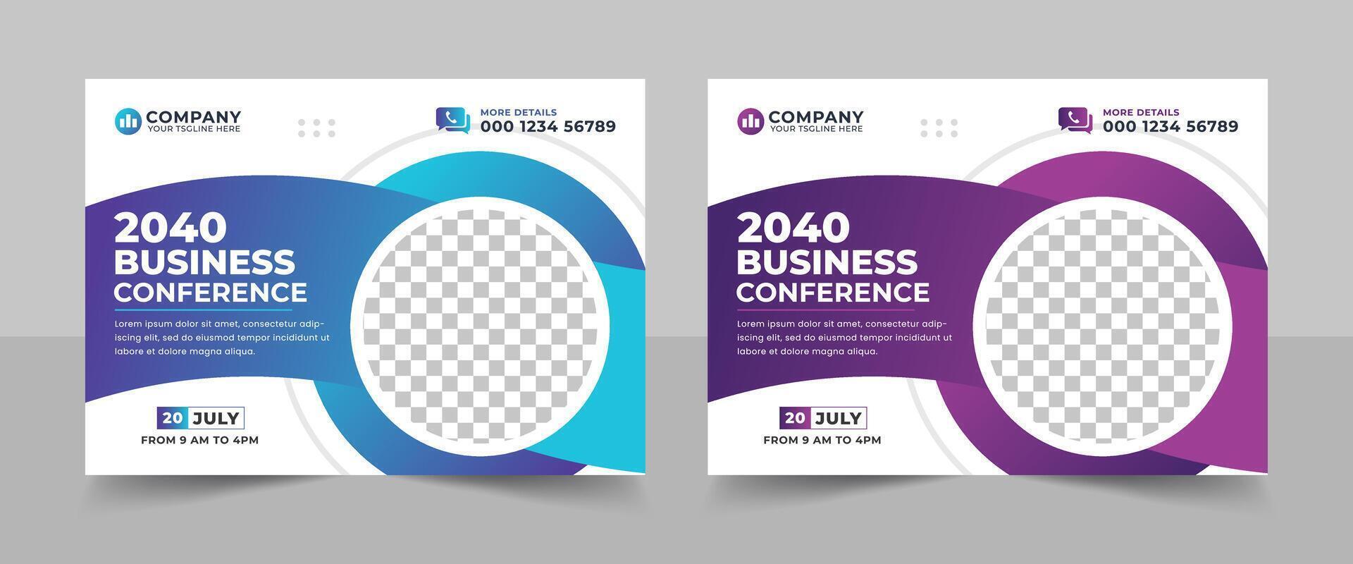 Creative technology conference webinar flyer template and business event banner invitation layout design. Technology conference social media banner layout, live webinar banner vector