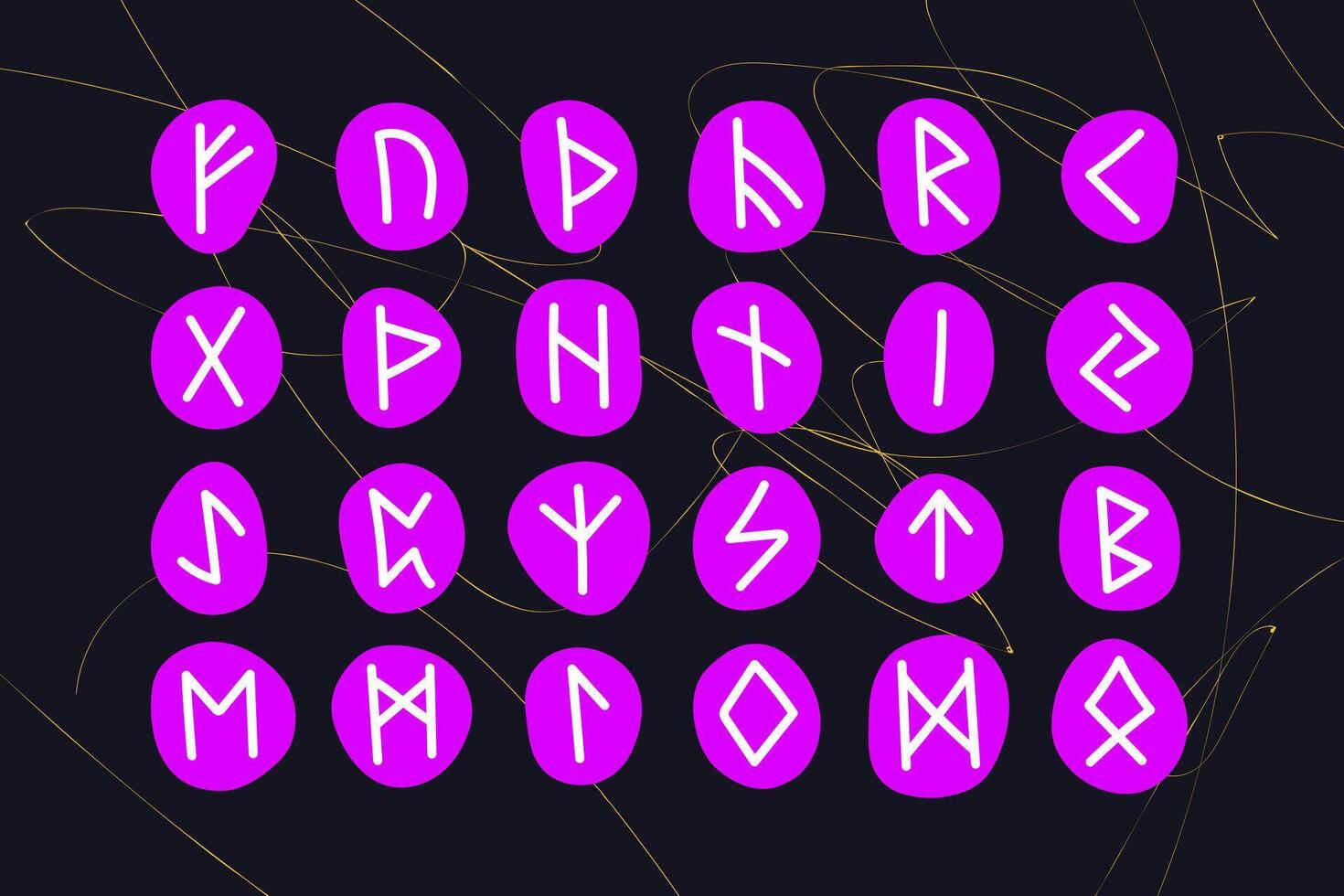 Magic witch Scandinavian Celtic runes. Set of elements. vector