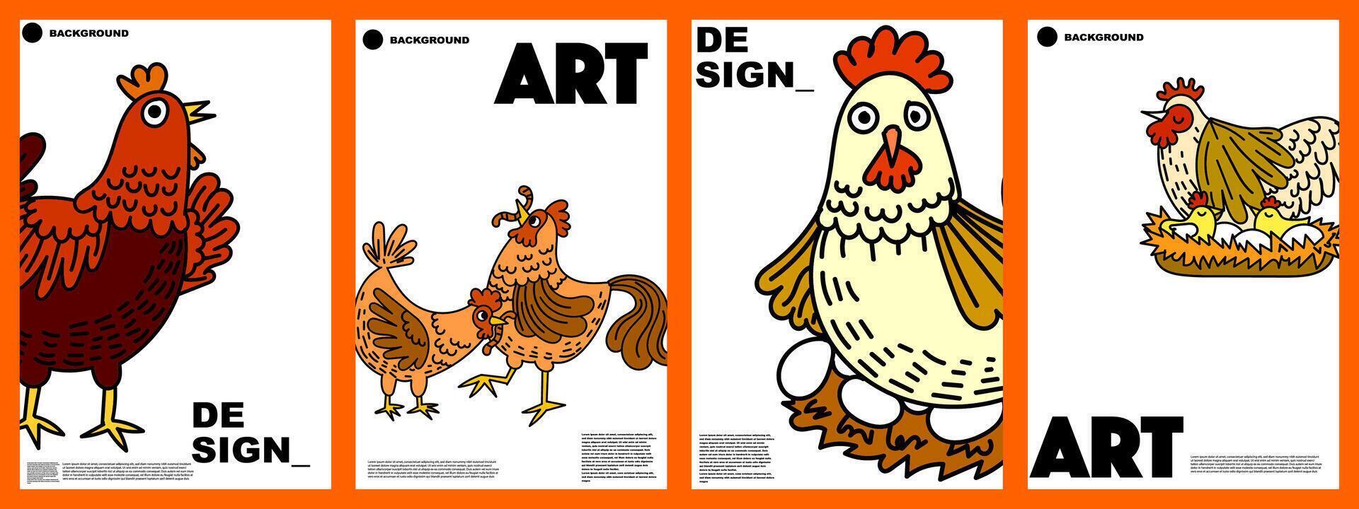 hen, roster background for design, background, banner, poster, etc vector