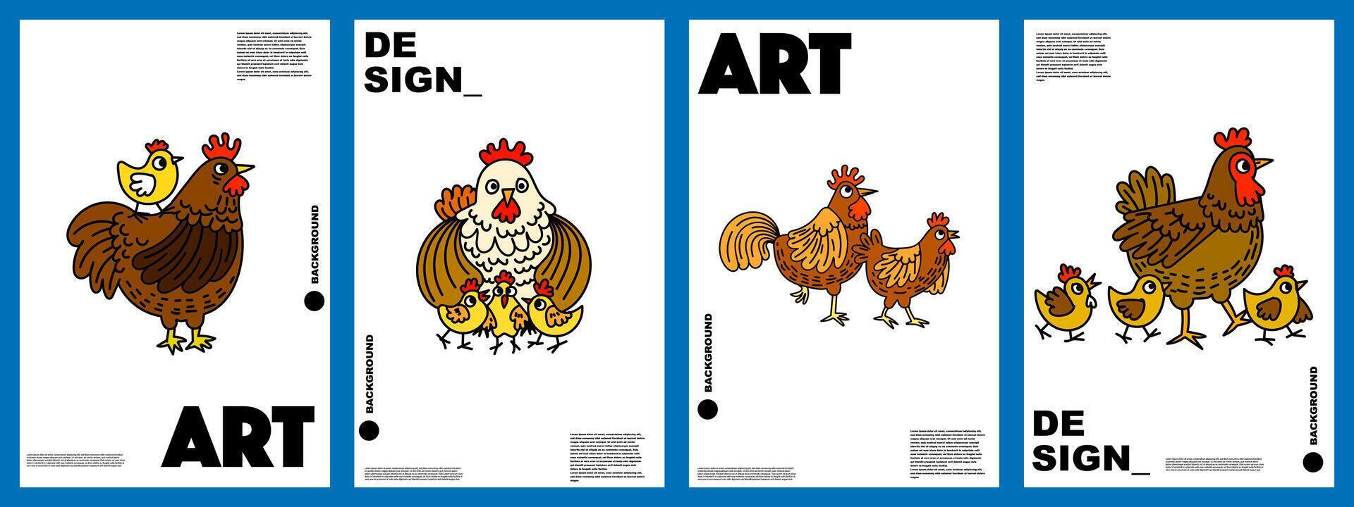 hen, roster background for design, background, banner, poster, etc vector