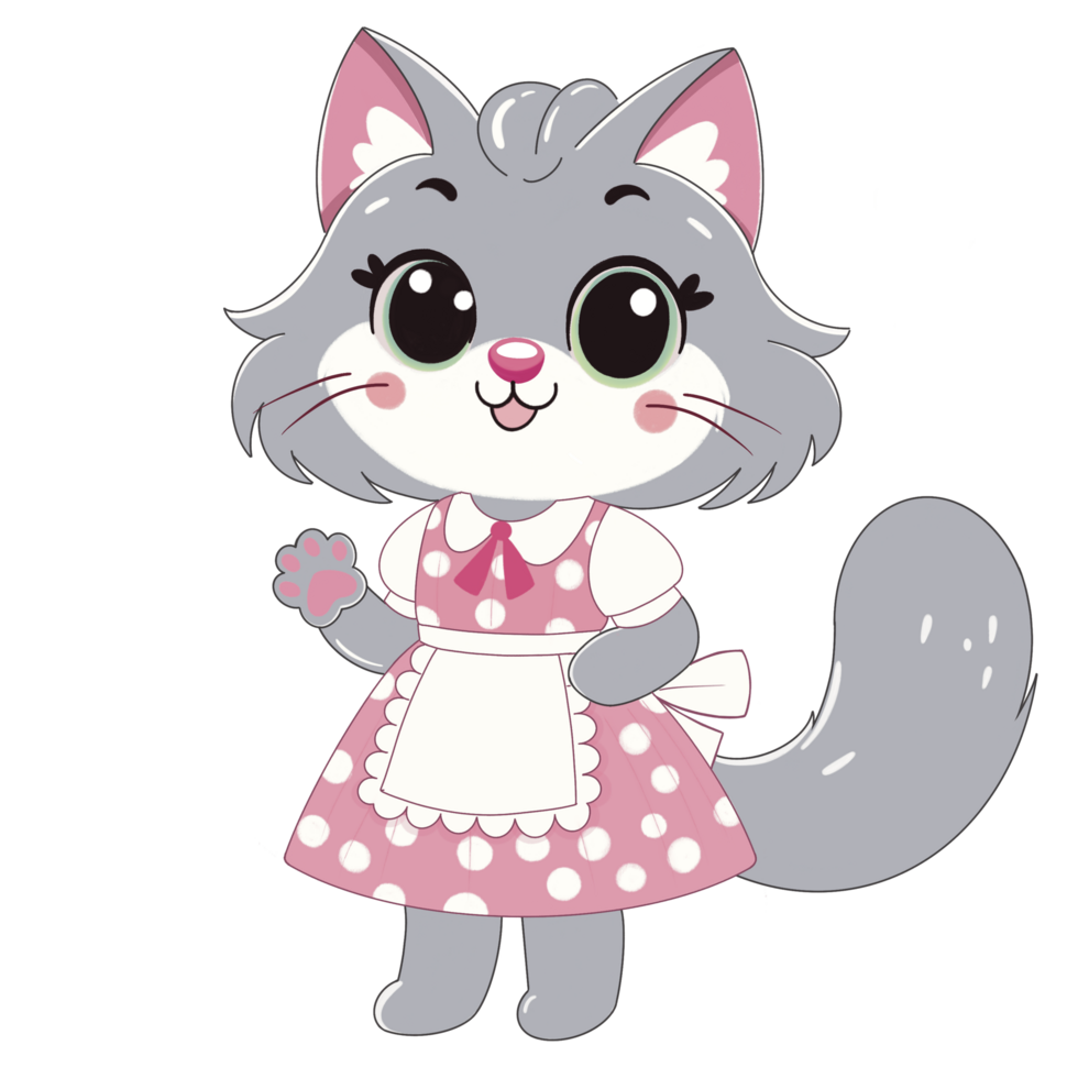 Cat character with an apron png