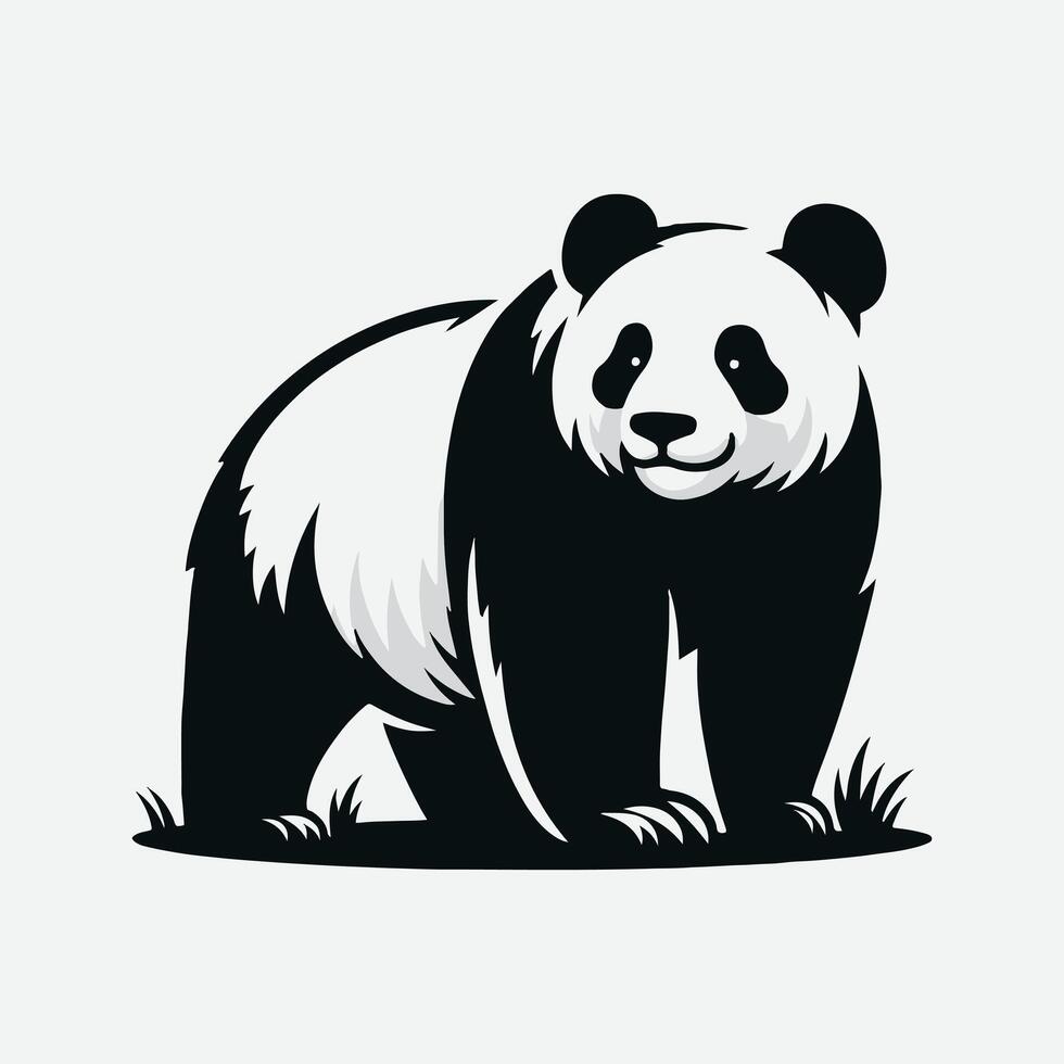 Print Majestic Giant Panda Silhouette, A Symbol of Grace and Beauty vector