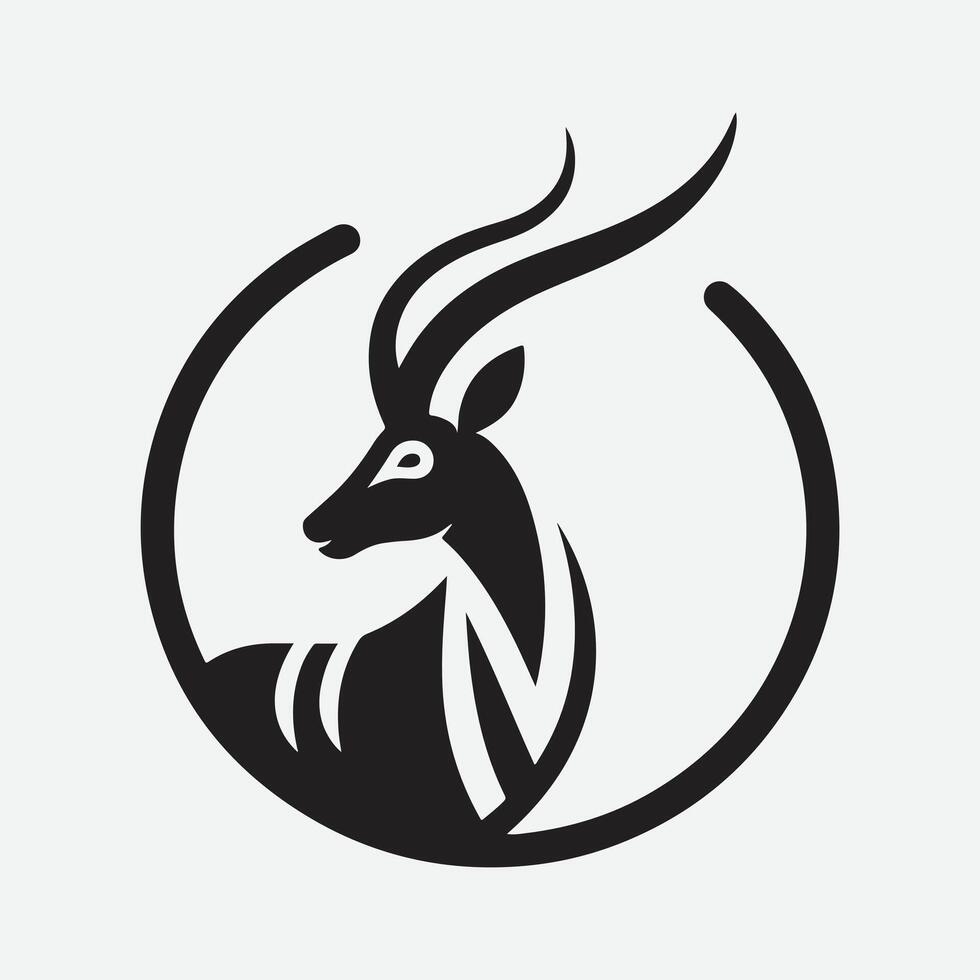Elegant Antelope Silhouette Logo, A Symbol of Grace and Strength vector