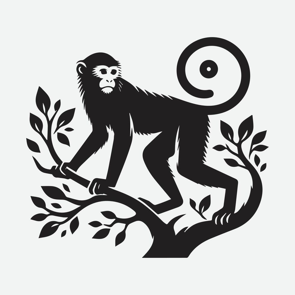 Majestic Monkey Silhouettes, Capturing Nature's Grace in Shadow vector