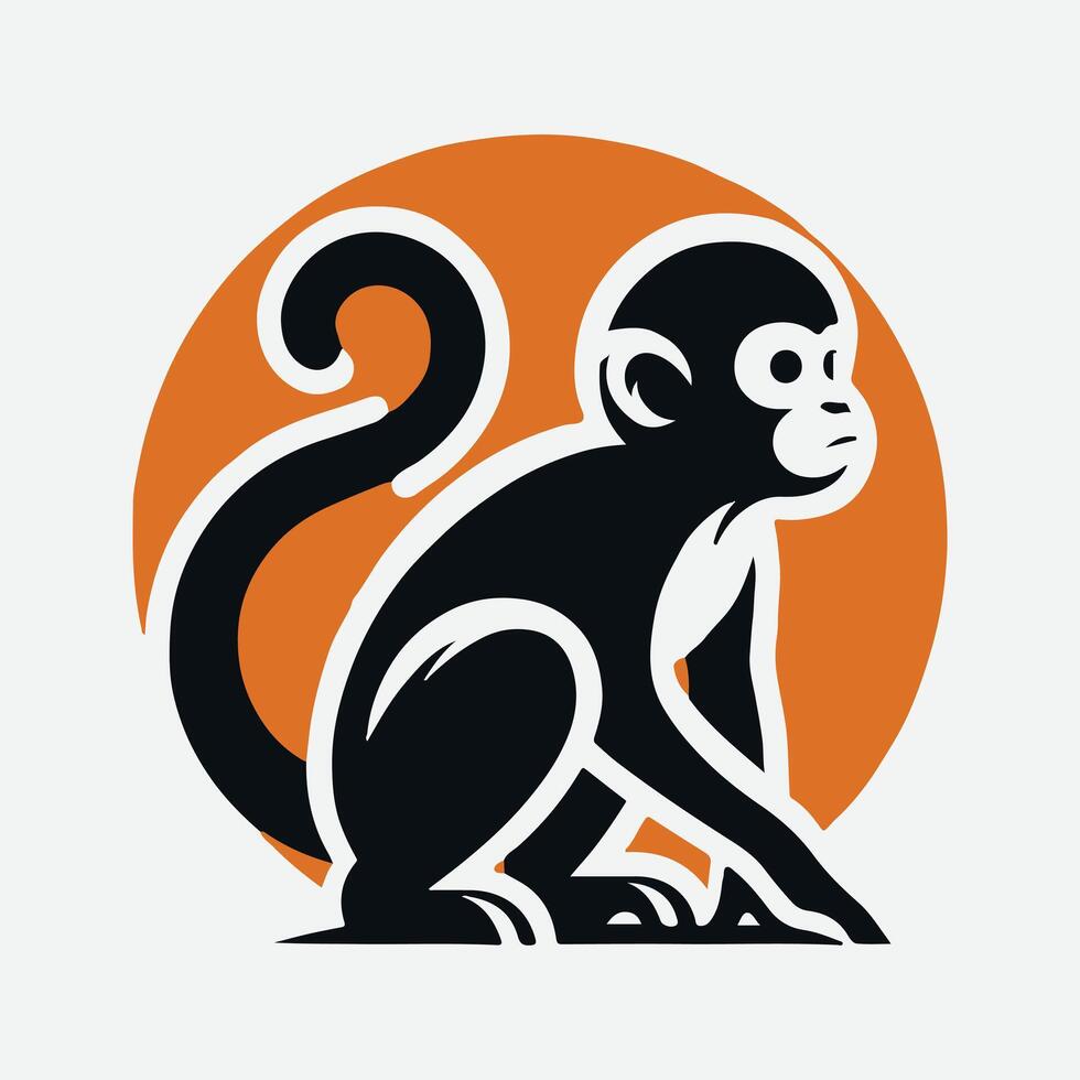 Majestic Monkey Silhouette Logo, Symbolizing Strength and Agility vector
