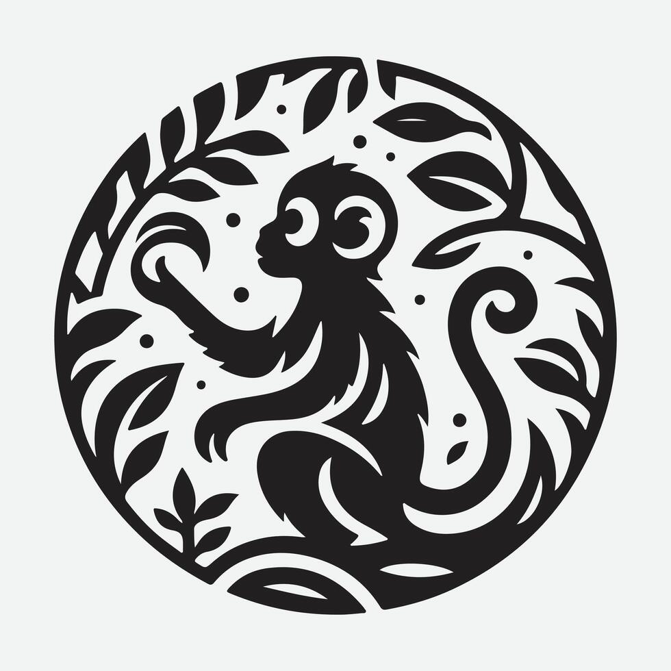 Majestic Monkey Silhouette Logo, Symbolizing Strength and Agility vector