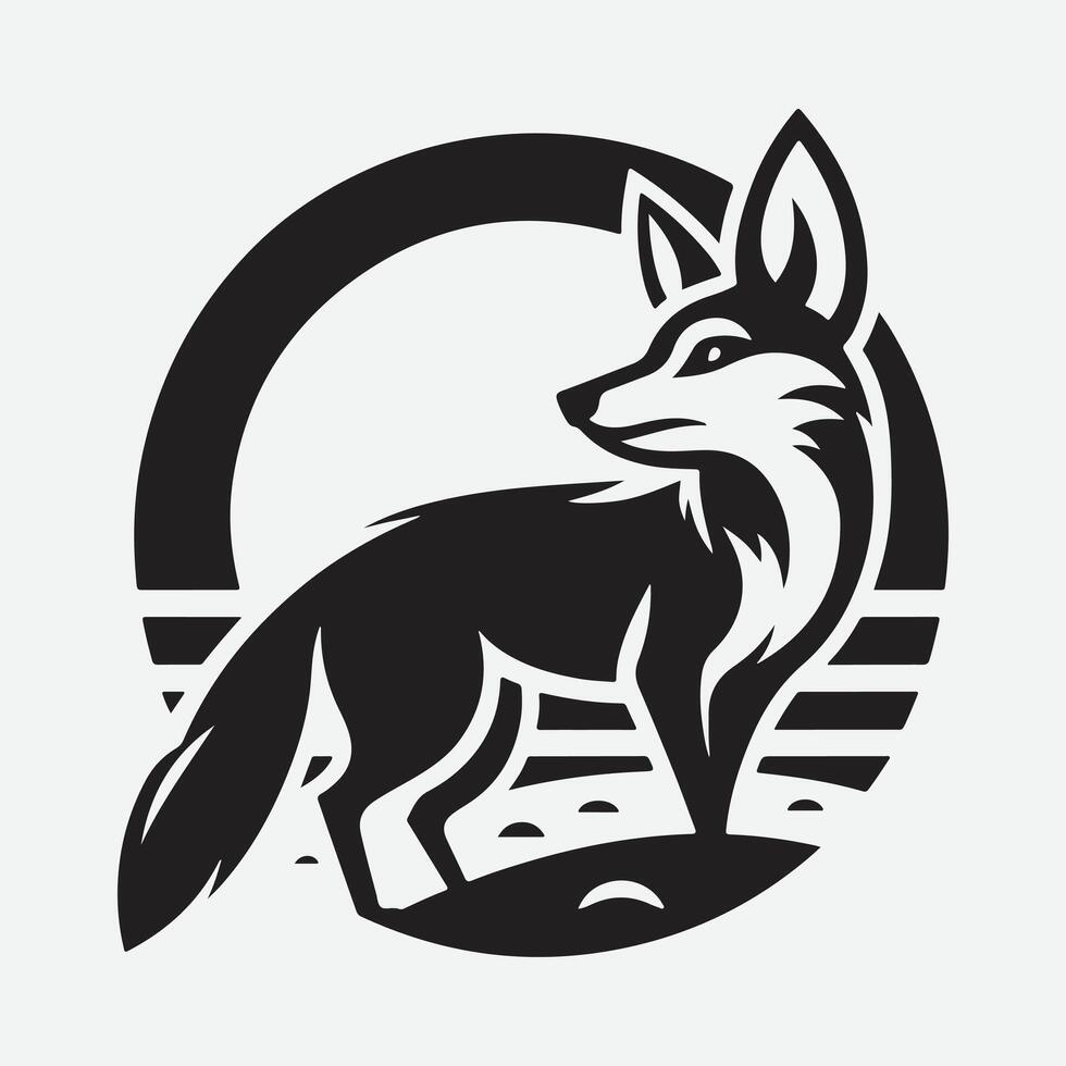 Print Majestic Jackal Silhouette Logo, Emblem of Elegance and Wilderness vector