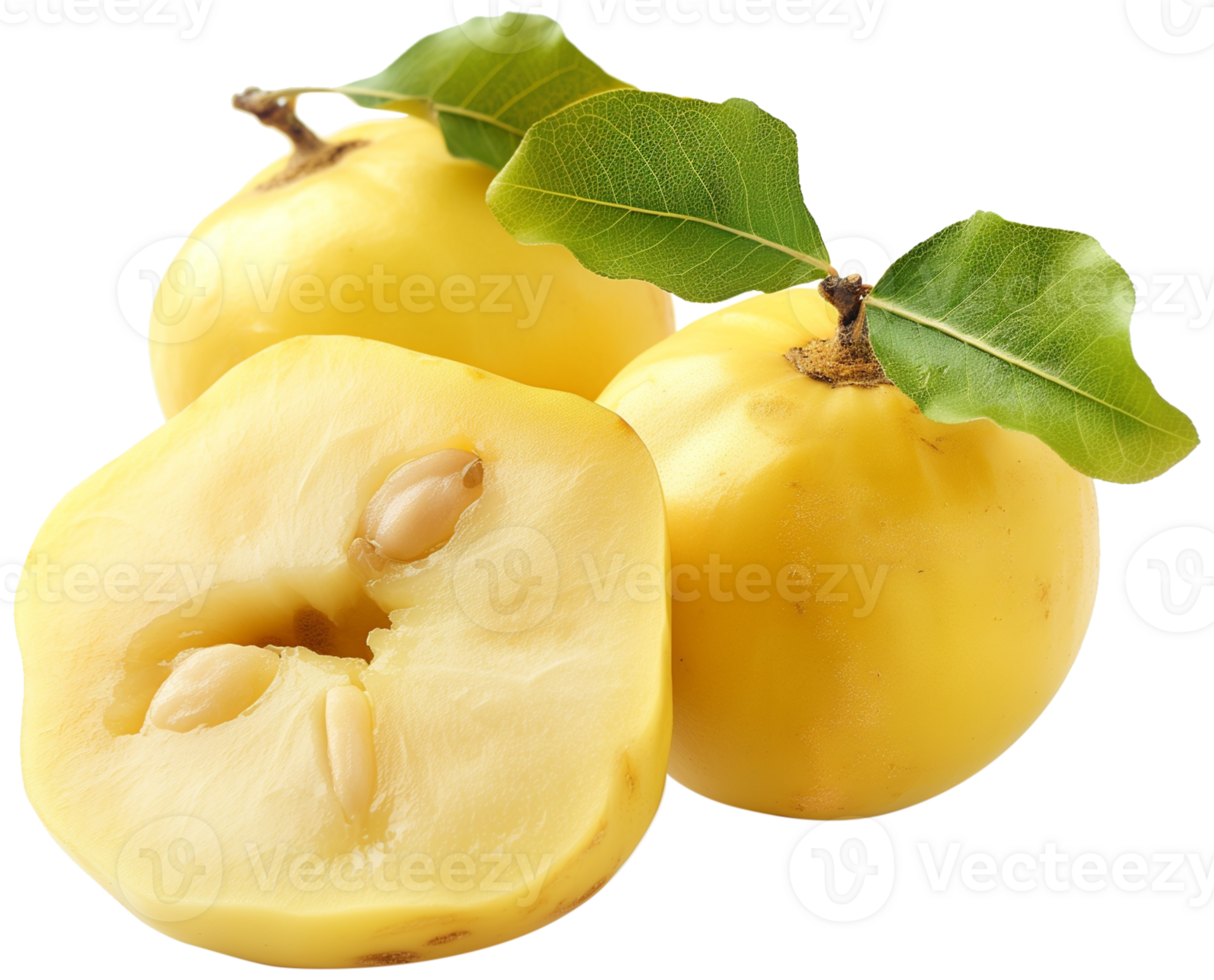 Cydonia oblonga illustration - Few Quinces with a half cut isolated on a transparent background png