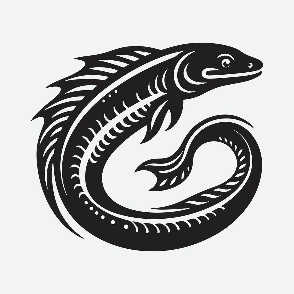 Majestic Eel Silhouettes, Capturing the Grace and Mystery vector