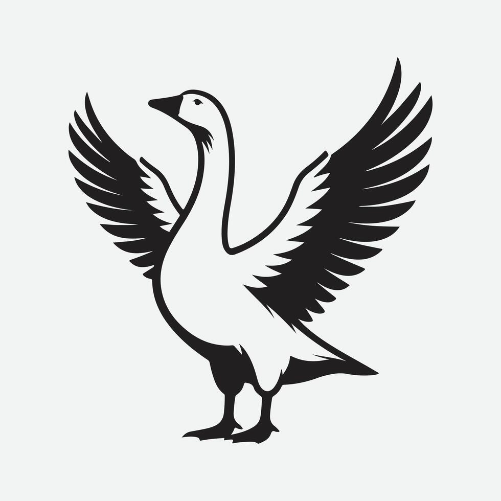 Majestic Goose Silhouette, A Stunning Display of Nature's Beauty vector