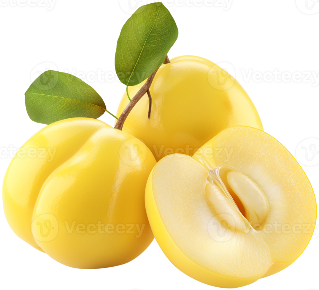 Cydonia oblonga illustration - Few Quinces with a half cut isolated on a transparent background png