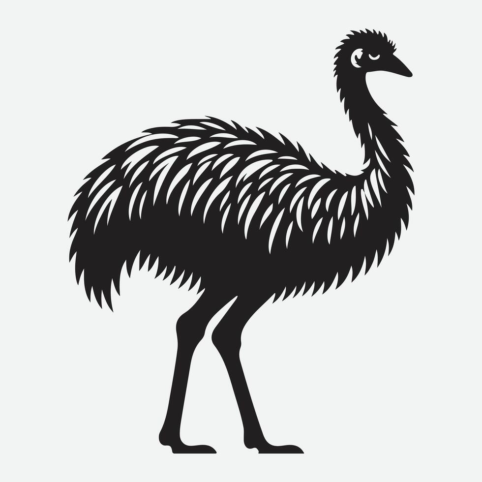 Majestic Emu Silhouette, Capturing the Essence of Australia's Iconic Bird vector