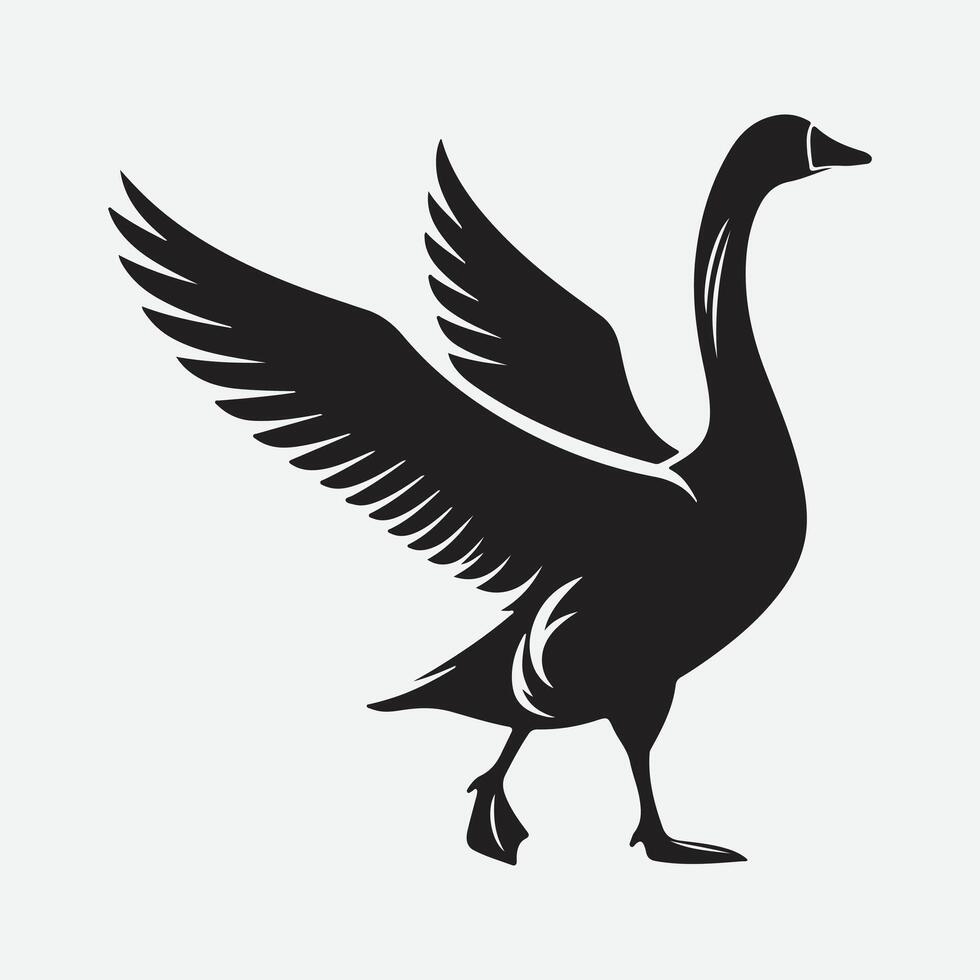 Majestic Goose Silhouette, A Stunning Display of Nature's Beauty vector