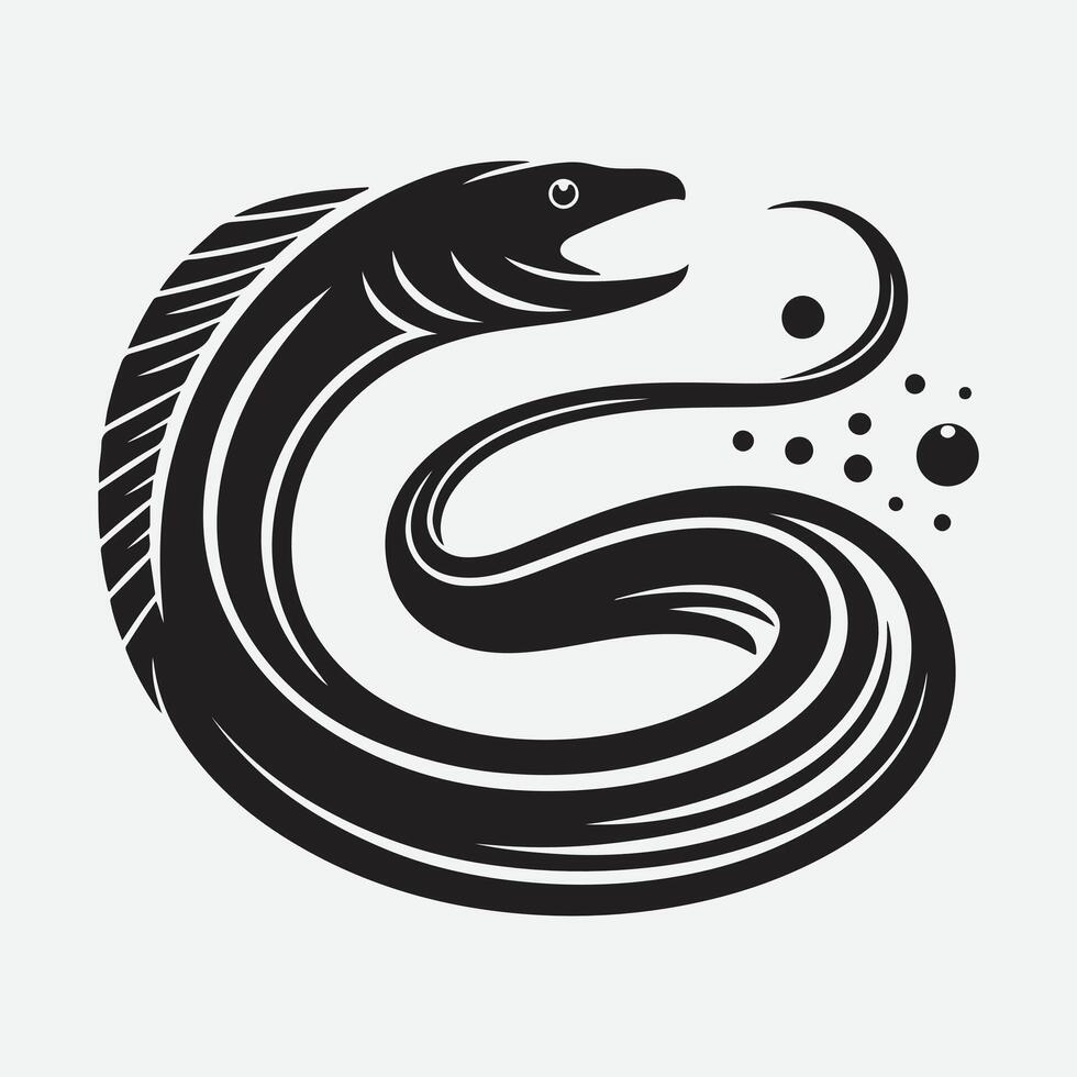 Majestic Eel Silhouettes, Capturing the Grace and Mystery vector