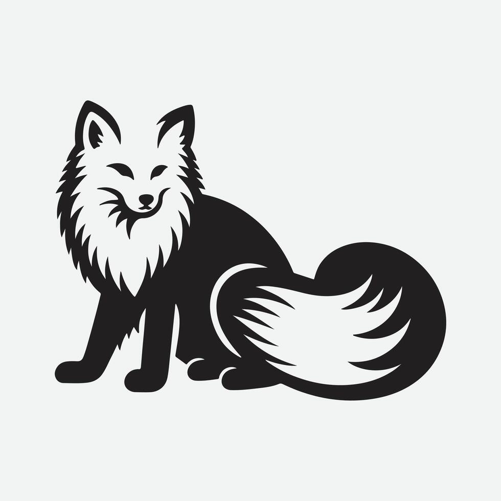 Majestic Arctic Fox Silhouette, A Timeless Beauty in the Arctic Wilderness vector
