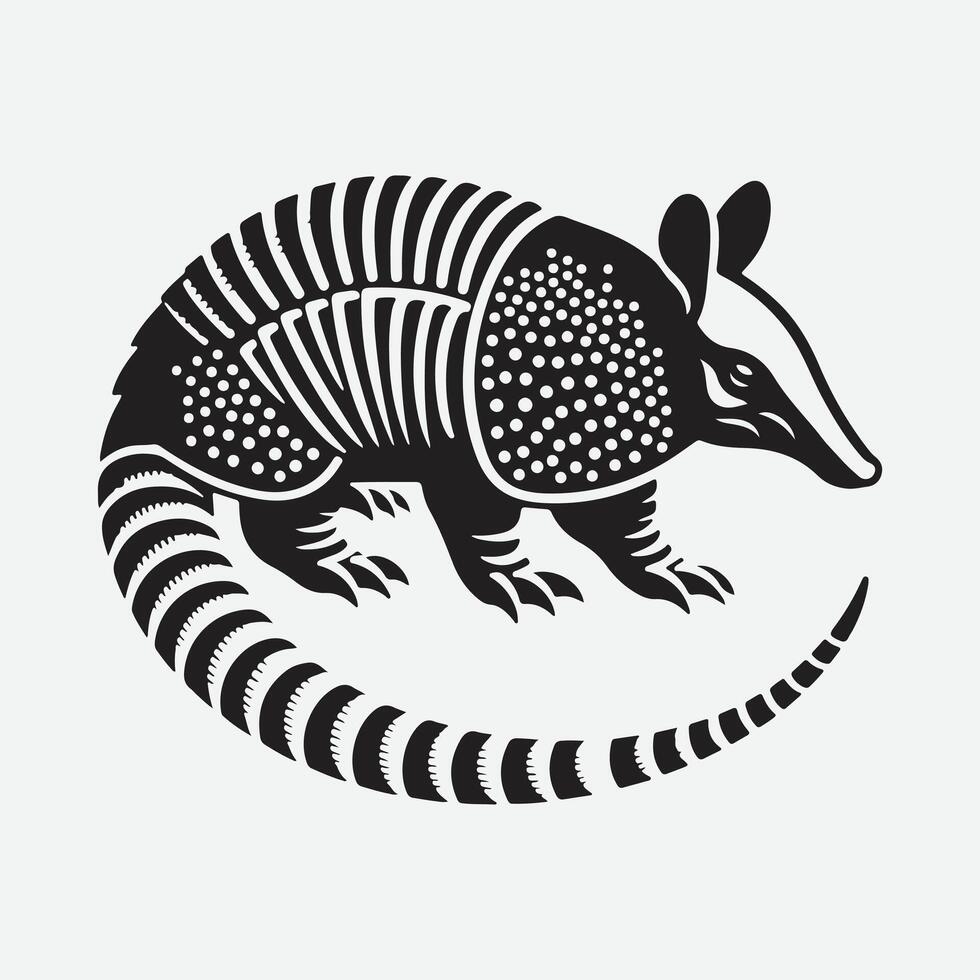 Captivating Armadillo Silhouette, A Majestic Representation of Nature's Unique Armor vector