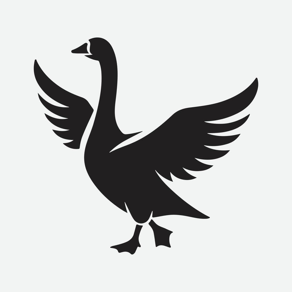 Majestic Goose Silhouette, A Stunning Display of Nature's Beauty vector