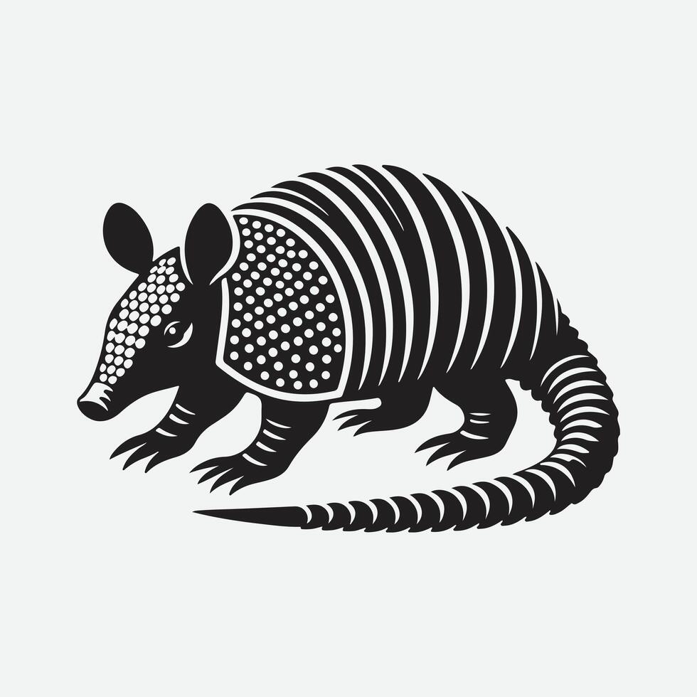 Captivating Armadillo Silhouette, A Majestic Representation of Nature's Unique Armor vector