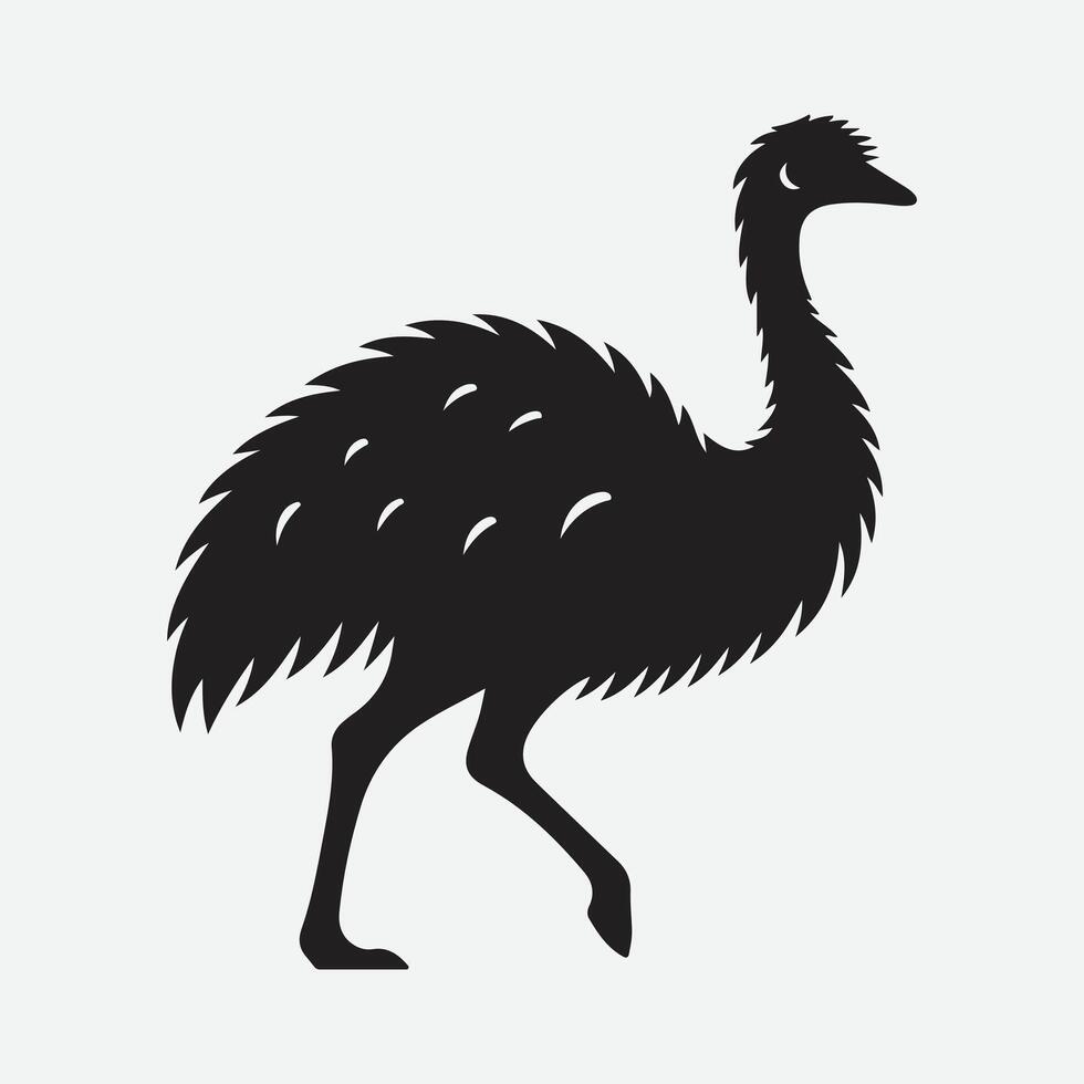 Majestic Emu Silhouette, Capturing the Essence of Australia's Iconic Bird vector