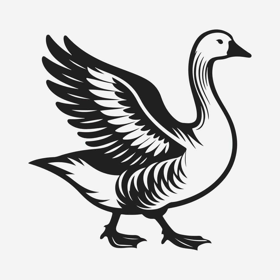 Majestic Goose Silhouette, A Stunning Display of Nature's Beauty vector