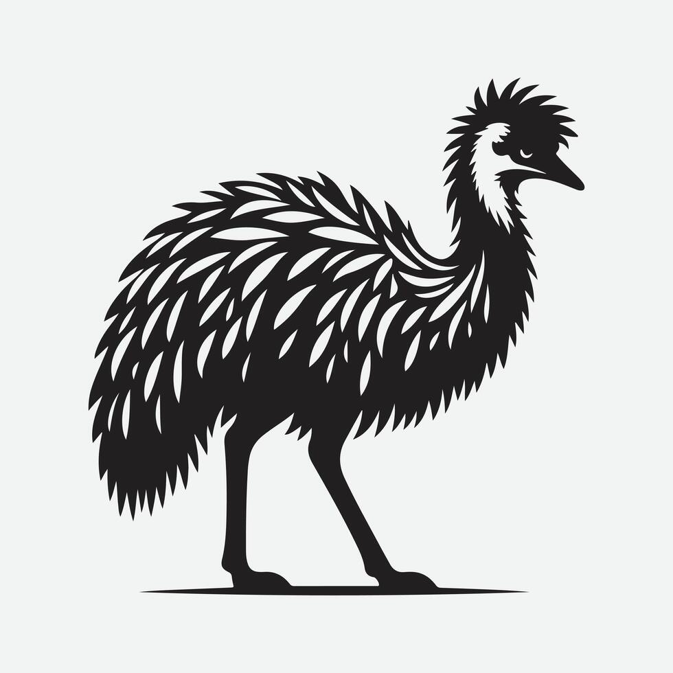 Majestic Emu Silhouette, Capturing the Essence of Australia's Iconic Bird vector