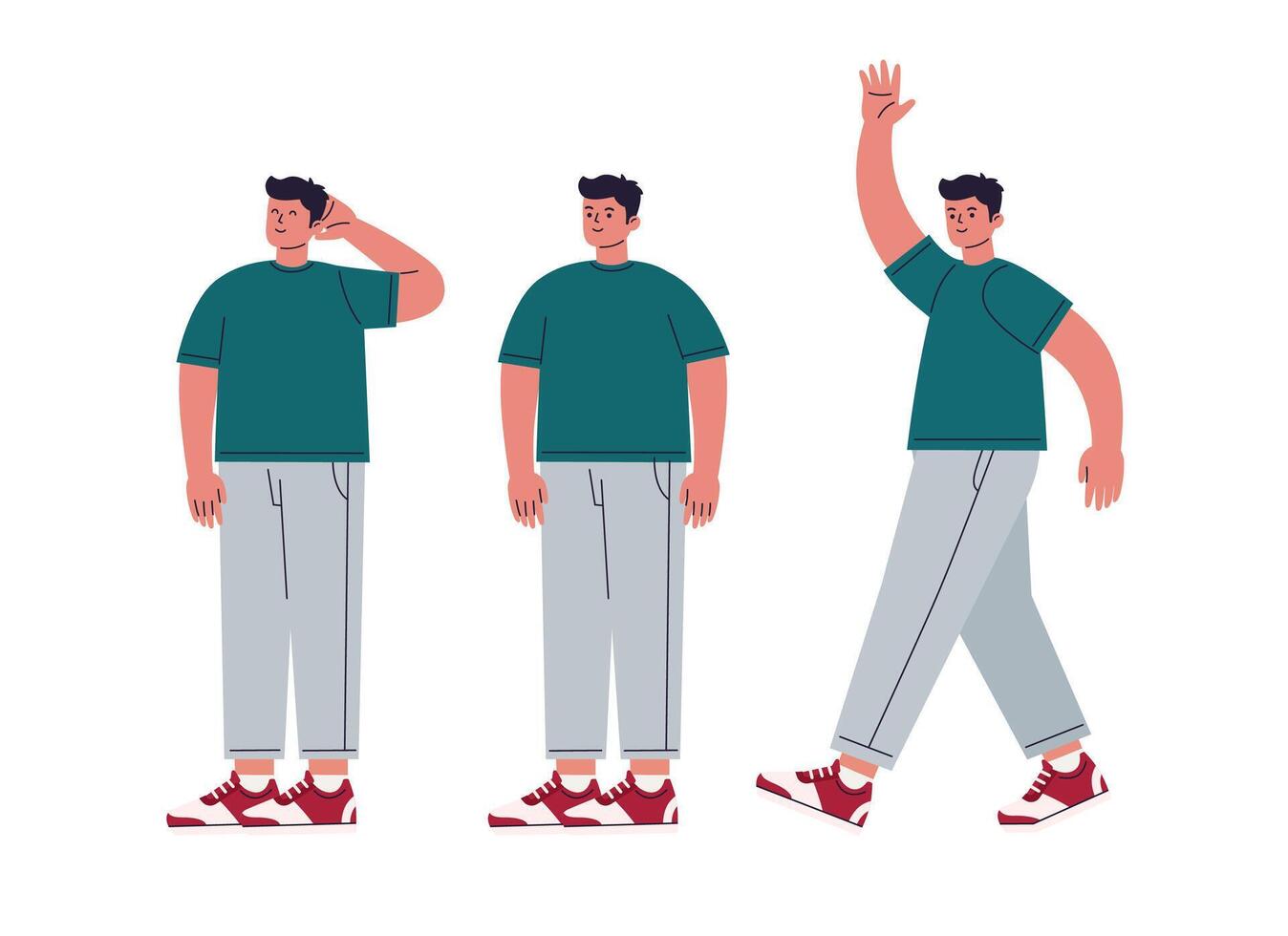 poses of a man collection flat design vector